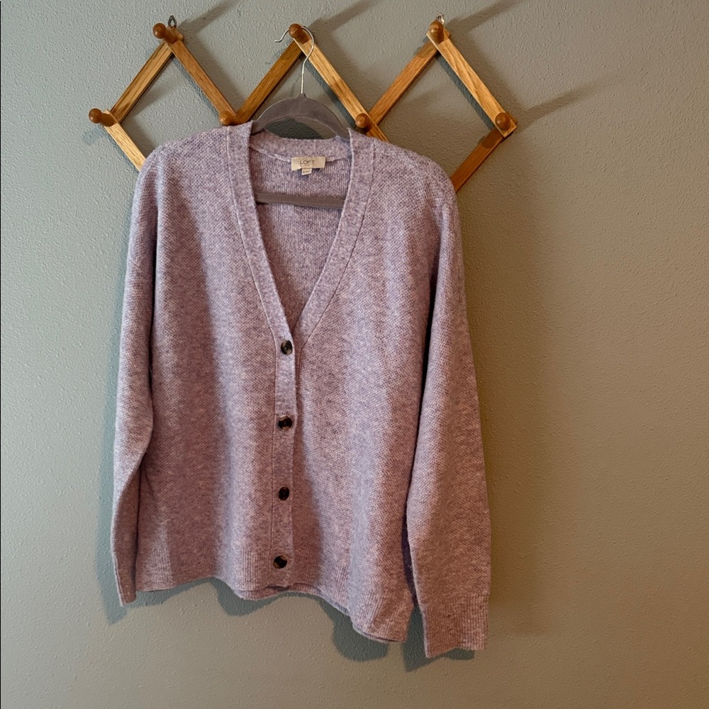 LOFT Lavender Button-Up Cardigan